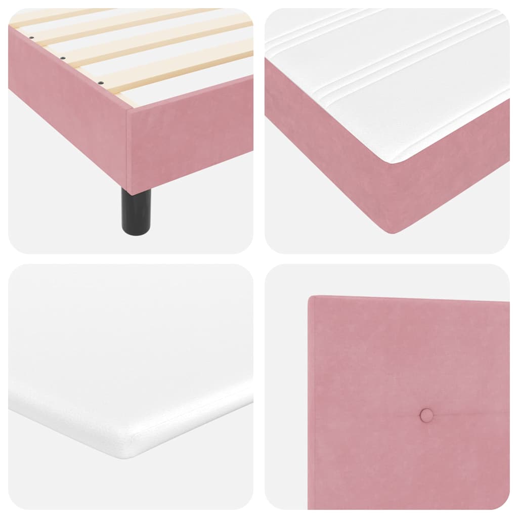LED Box Spring Bed med hovedgærde Lyserød 80 x 200 cm Fløjl