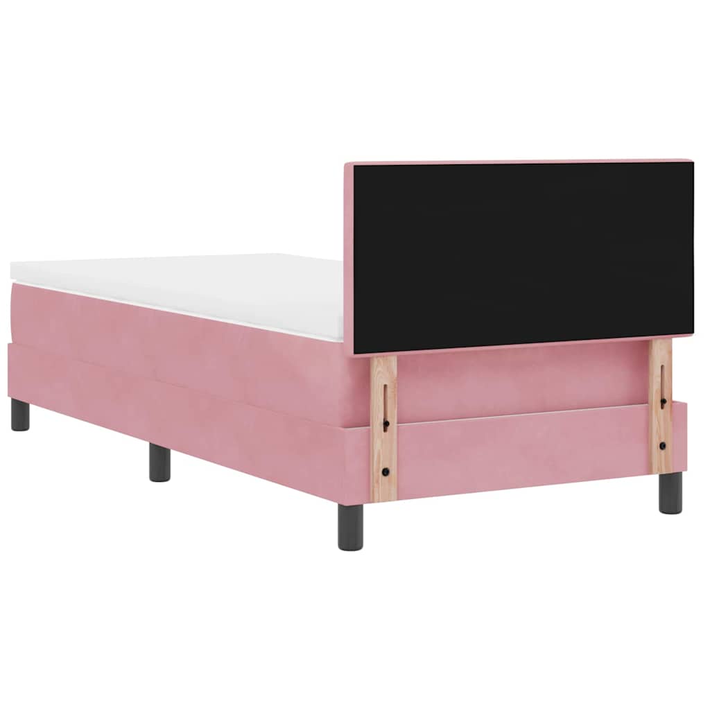 LED Box Spring Bed med hovedgærde Lyserød 80 x 200 cm Fløjl