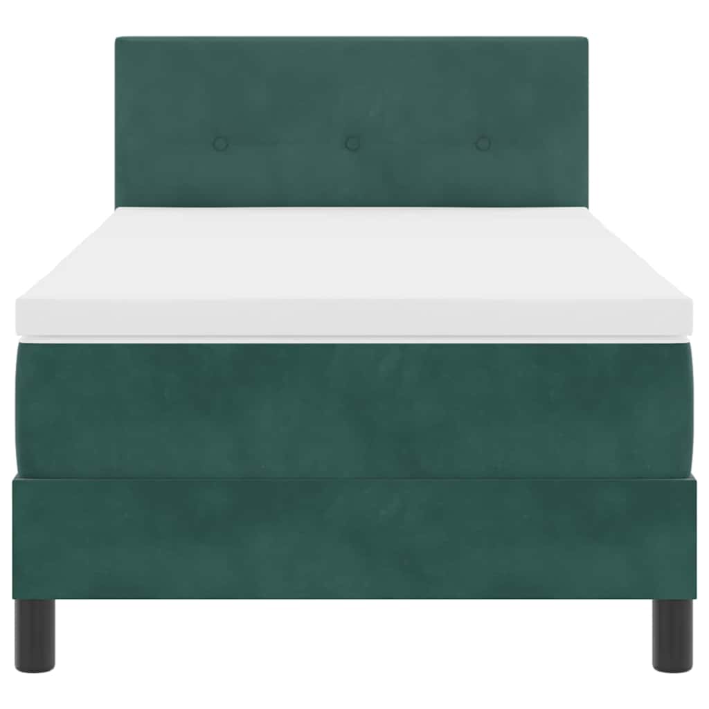 LED Box Spring Bed med hovedgærde Mørkegrøn 100 x 200 cm Fløjl