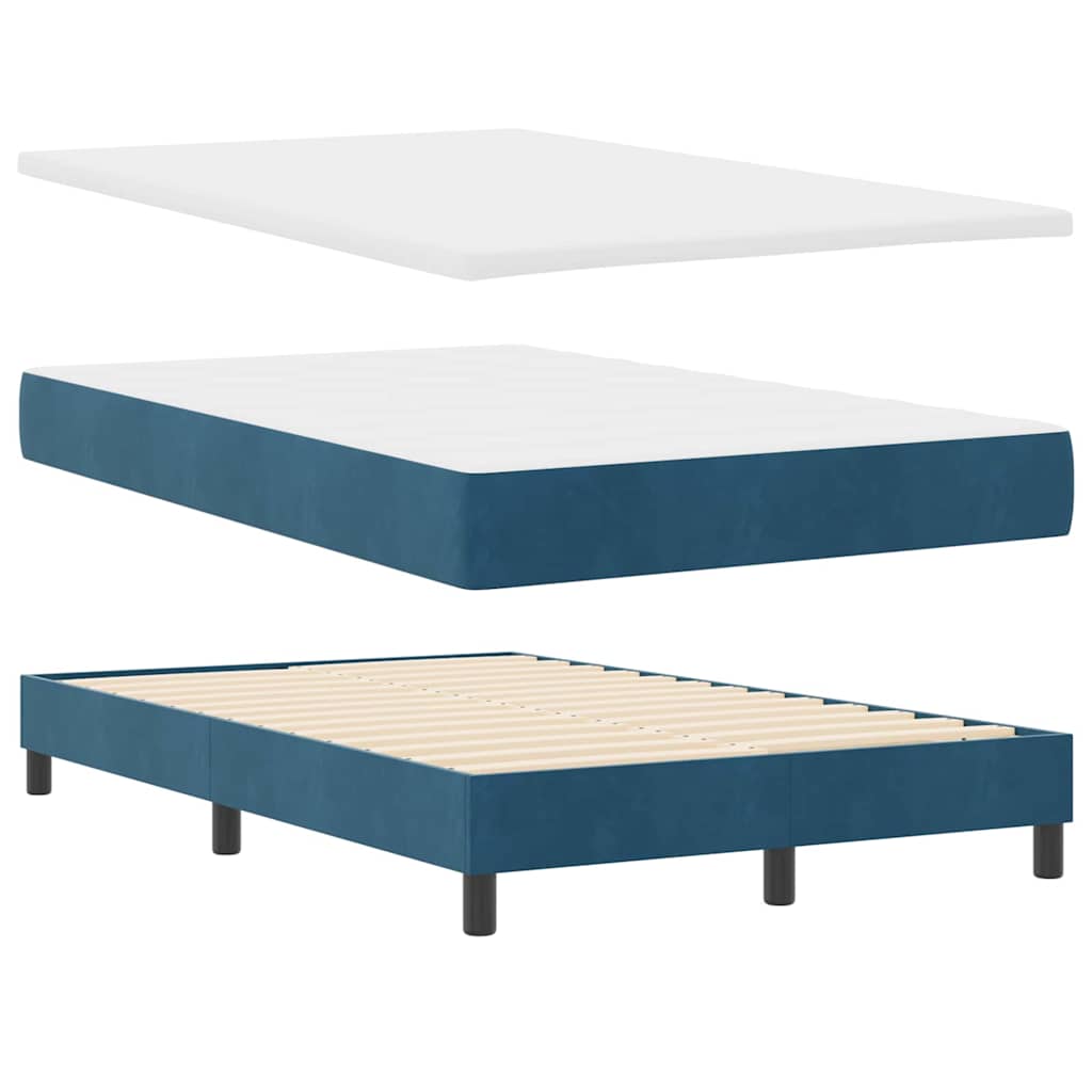 LED Box Spring Bed med hovedgærde Blå 120 x 190 cm Fløjl