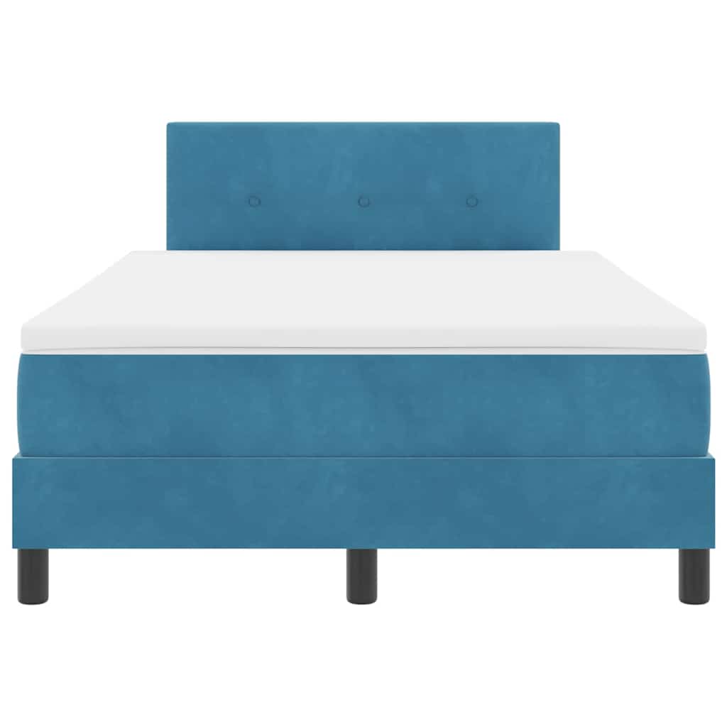 LED Box Spring Bed med hovedgærde Blå 120 x 190 cm Fløjl