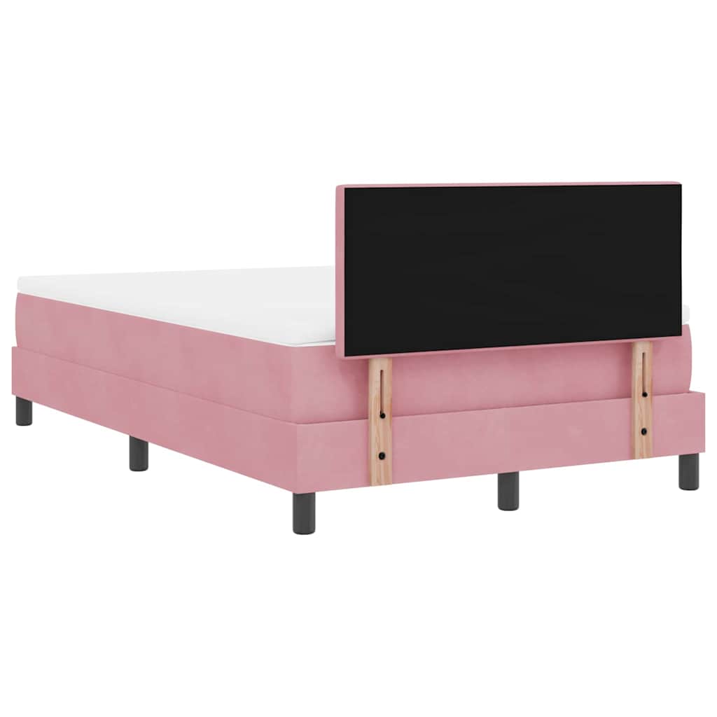LED Box Spring Bed med hovedgærde Lyserød 120 x 190 cm Fløjl