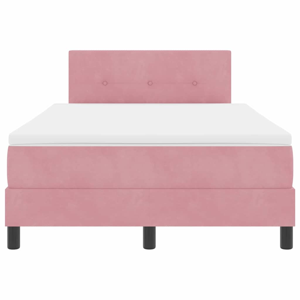 LED Box Spring Bed med hovedgærde Lyserød 120 x 190 cm Fløjl