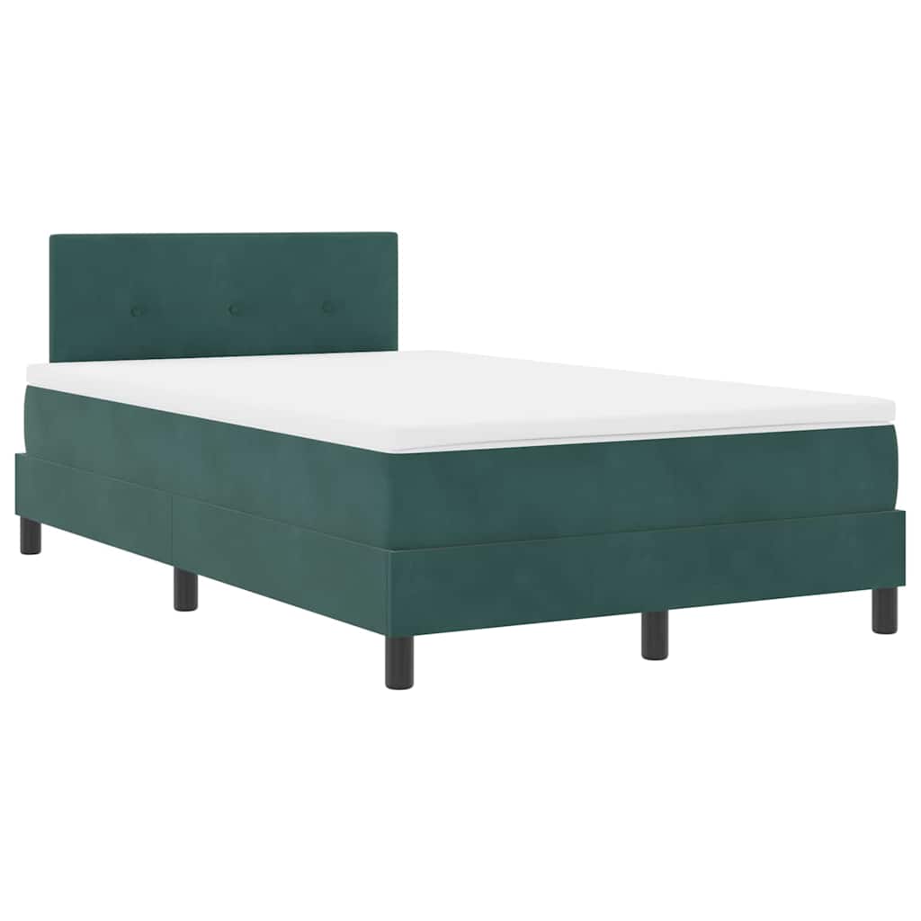 LED Box Spring Bed med hovedgærde Mørkegrøn 120 x 200 cm Fløjl
