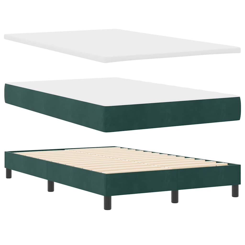 LED Box Spring Bed med hovedgærde Mørkegrøn 120 x 200 cm Fløjl