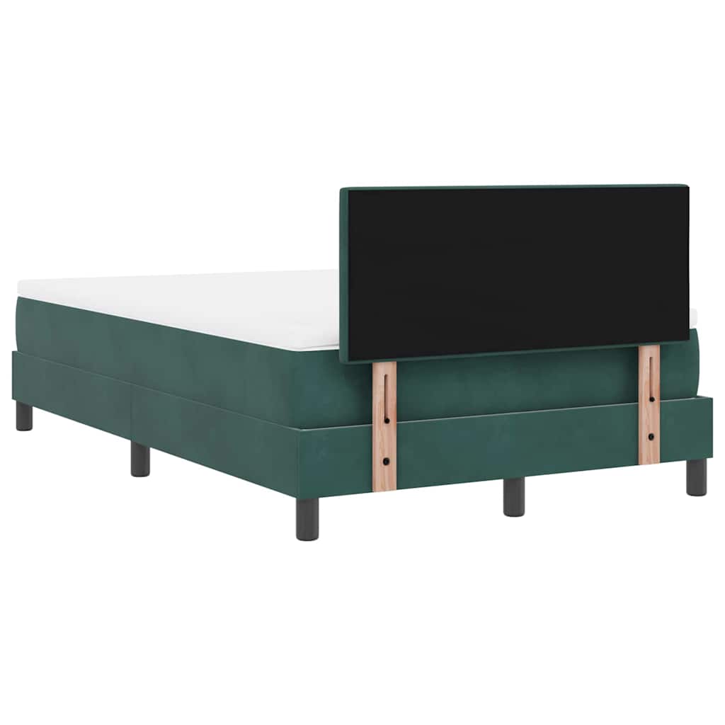 LED Box Spring Bed med hovedgærde Mørkegrøn 120 x 200 cm Fløjl