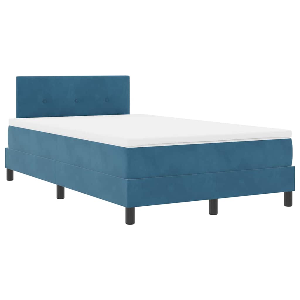 LED Box Spring Bed med hovedgærde Mørk blå 120 x 200 cm Fløjl