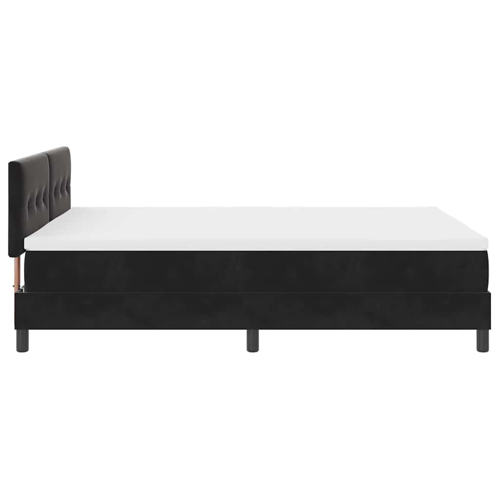 LED Box Spring Bed med hovedgærde Sort 160 x 200 cm Fløjl