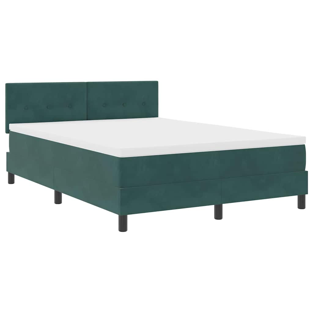 LED Box Spring Bed med hovedgærde Mørkegrøn 160 x 200 cm Fløjl