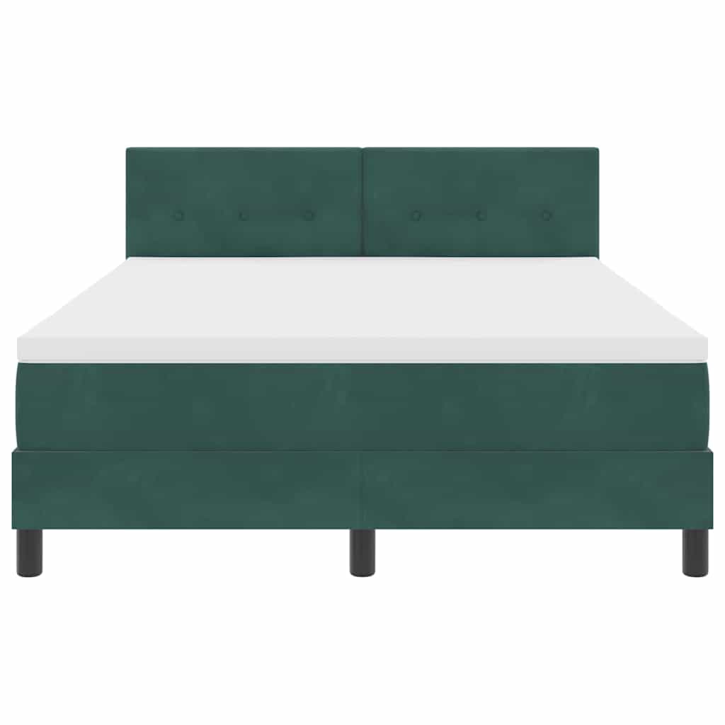 LED Box Spring Bed med hovedgærde Mørkegrøn 160 x 200 cm Fløjl