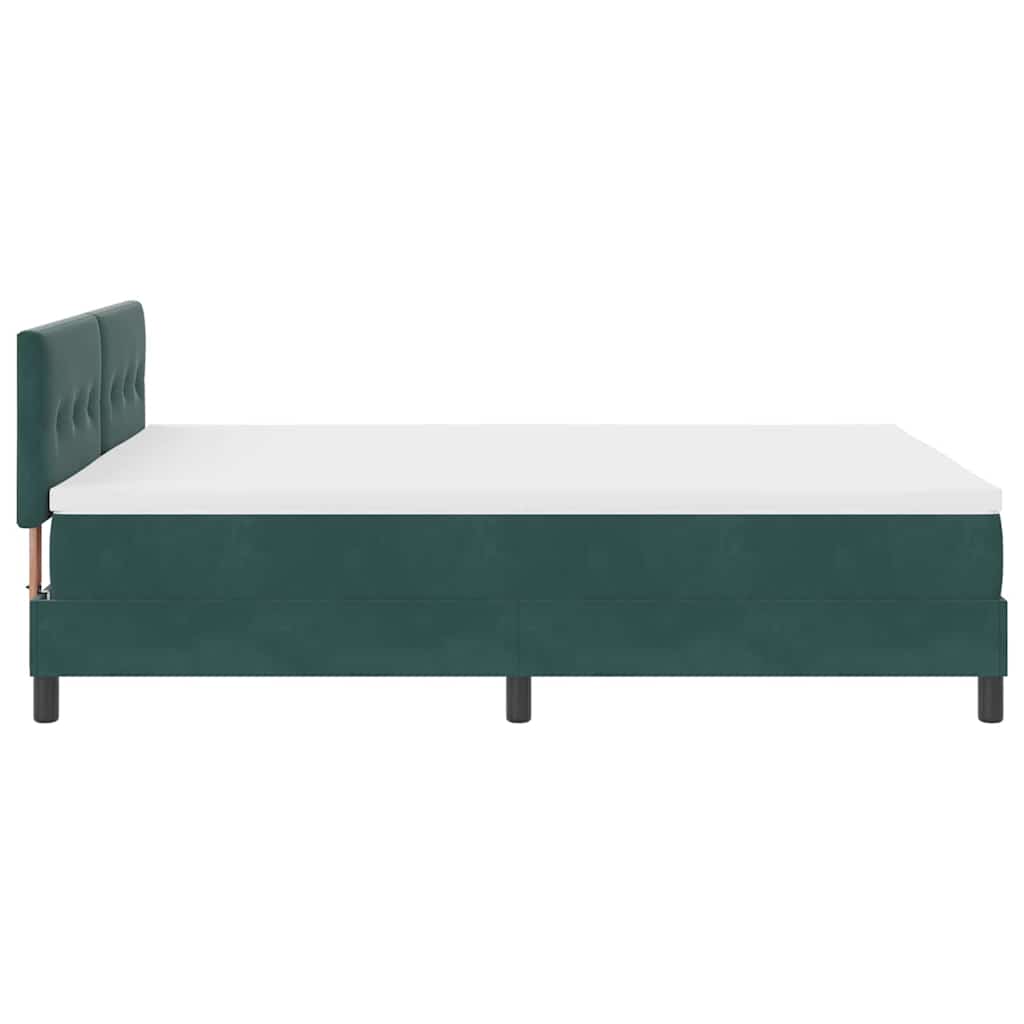 LED Box Spring Bed med hovedgærde Mørkegrøn 160 x 200 cm Fløjl