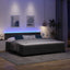 LED Box Spring Bed med hovedgærde Sort 200 x 200 cm Fløjl