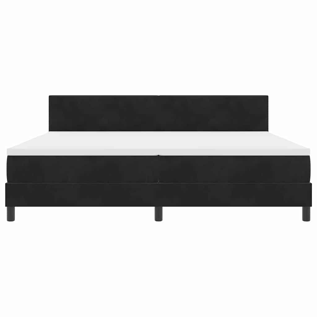 LED Box Spring Bed med hovedgærde Sort 200 x 200 cm Fløjl