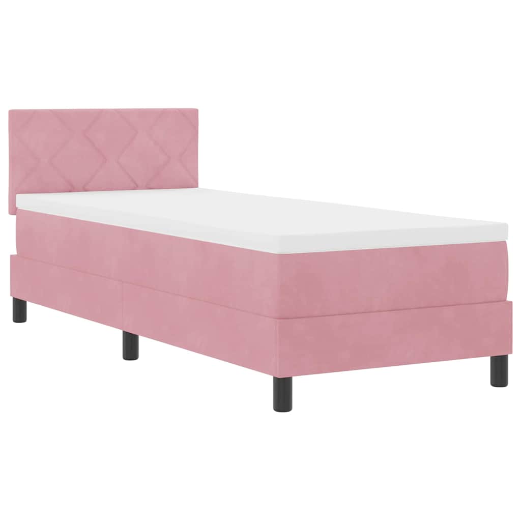 LED Box Spring Bed med hovedgærde Lyserød 80 x 200 cm Fløjl