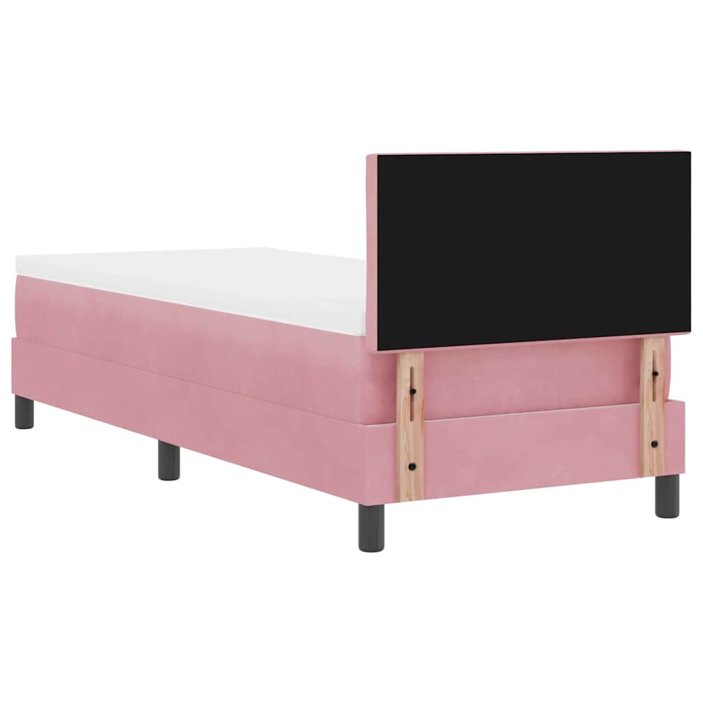 LED Box Spring Bed med hovedgærde Lyserød 80 x 200 cm Fløjl