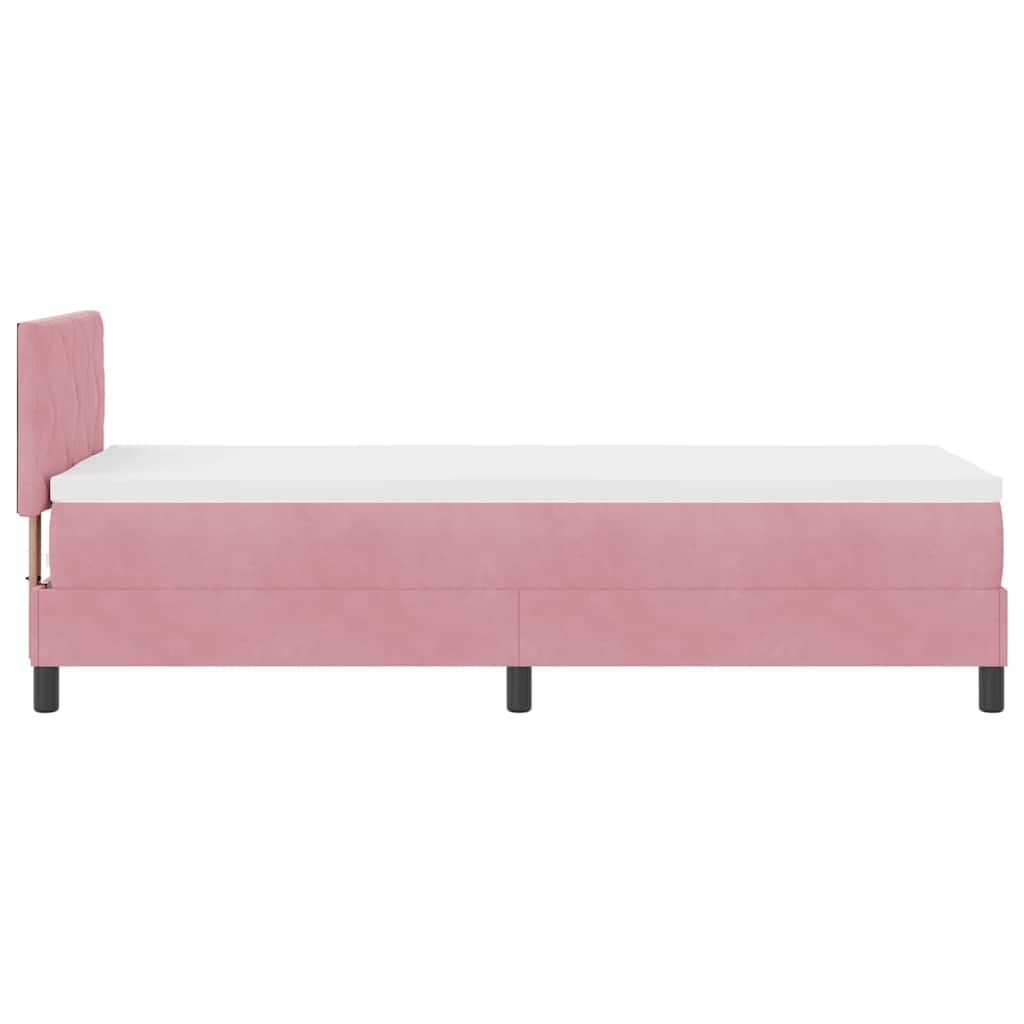 LED Box Spring Bed med hovedgærde Lyserød 80 x 200 cm Fløjl