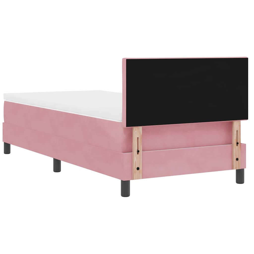 LED Box Spring Bed med hovedgærde Lyserød 90 x 190 cm Fløjl