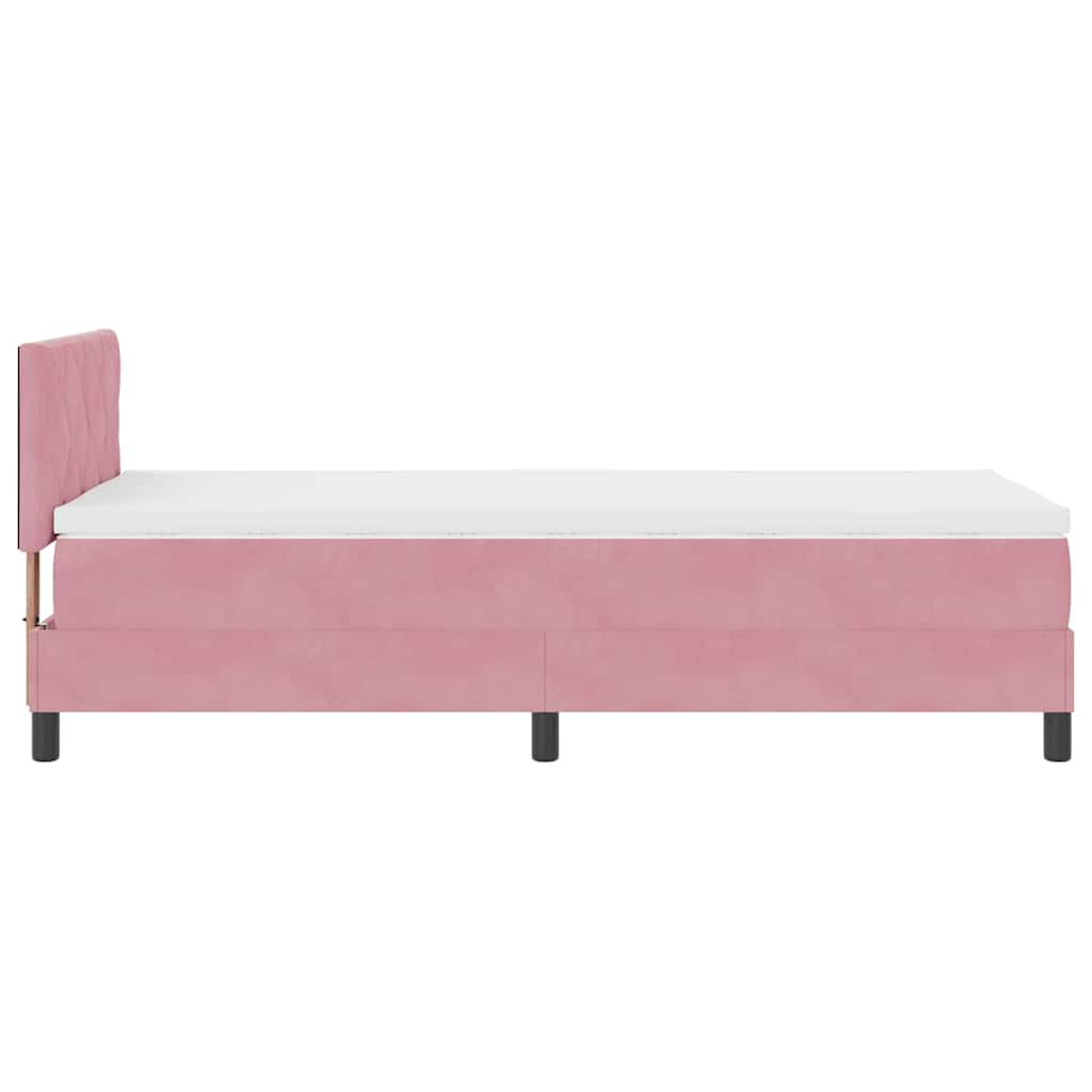 LED Box Spring Bed med hovedgærde Lyserød 90 x 190 cm Fløjl