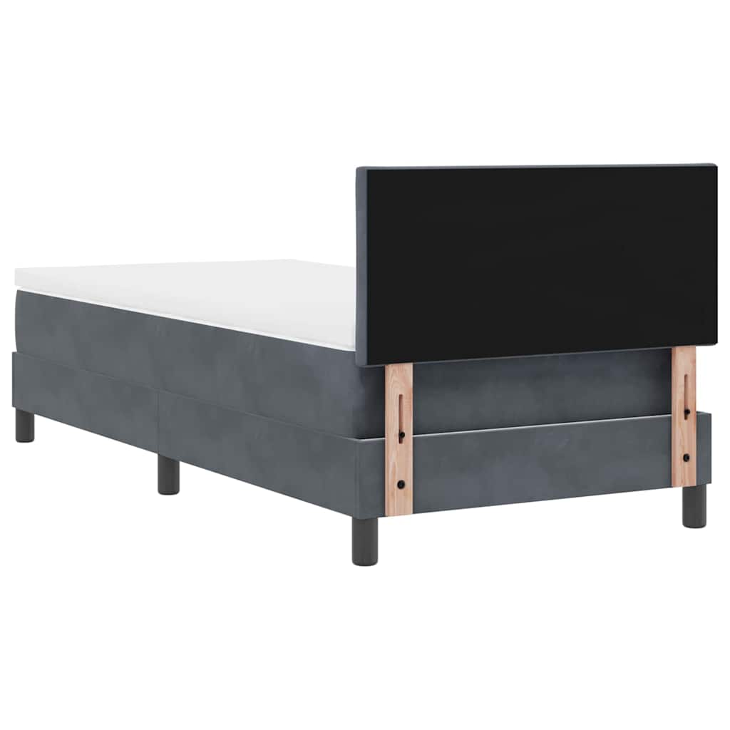 LED Box Spring Bed med hovedgærde Mørkegrå 100 x 200 cm Fløjl