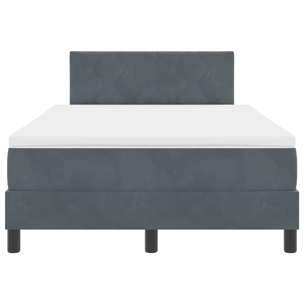 LED Box Spring Bed med hovedgærde Mørkegrå 120 x 190 cm Fløjl