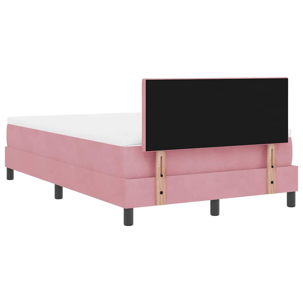 LED Box Spring Bed med hovedgærde Lyserød 120 x 190 cm Fløjl