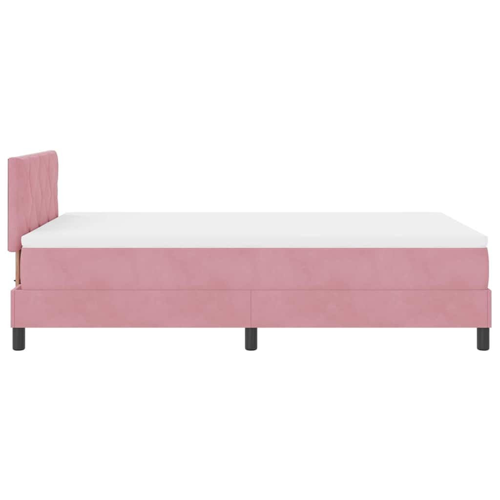 LED Box Spring Bed med hovedgærde Lyserød 120 x 190 cm Fløjl