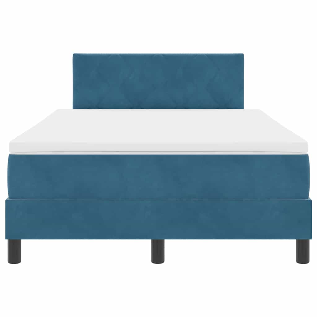 LED Box Spring Bed med hovedgærde Mørk blå 120 x 200 cm Fløjl