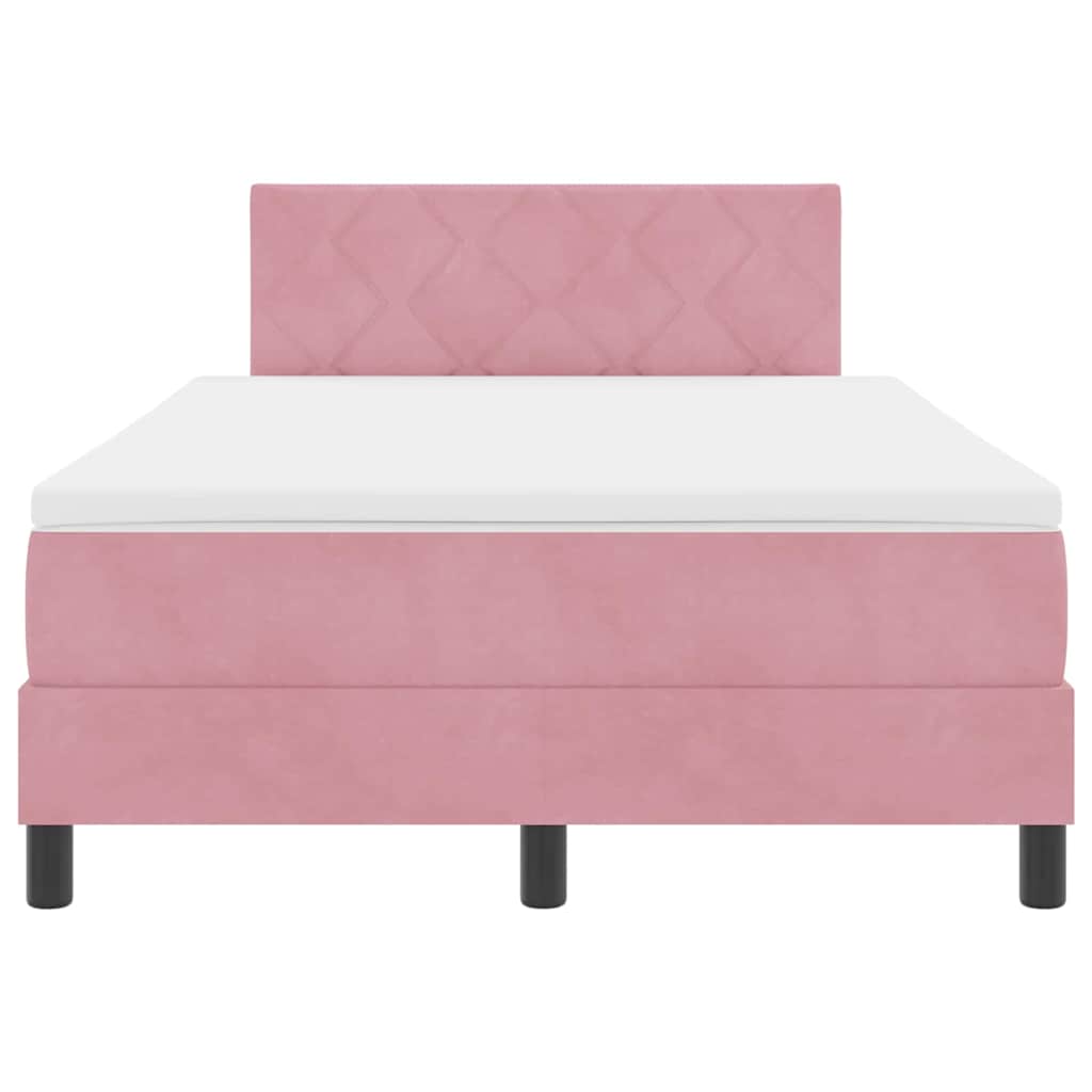 LED Box Spring Bed med hovedgærde Lyserød 120 x 200 cm Fløjl