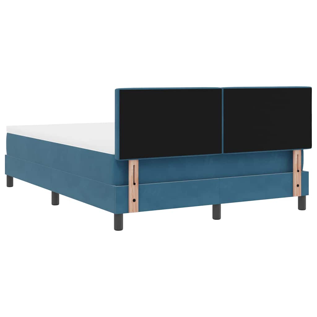 LED Box Spring Bed med hovedgærde Mørk blå 140 x 190 cm Fløjl