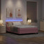 LED Box Spring Bed med hovedgærde Lyserød 140 x 200 cm Fløjl