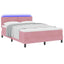 LED Box Spring Bed med hovedgærde Lyserød 140 x 200 cm Fløjl