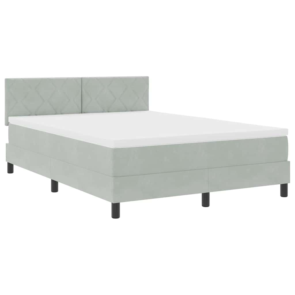 LED Box Spring Bed med hovedgærde Lysegrå 160 x 200 cm Fløjl