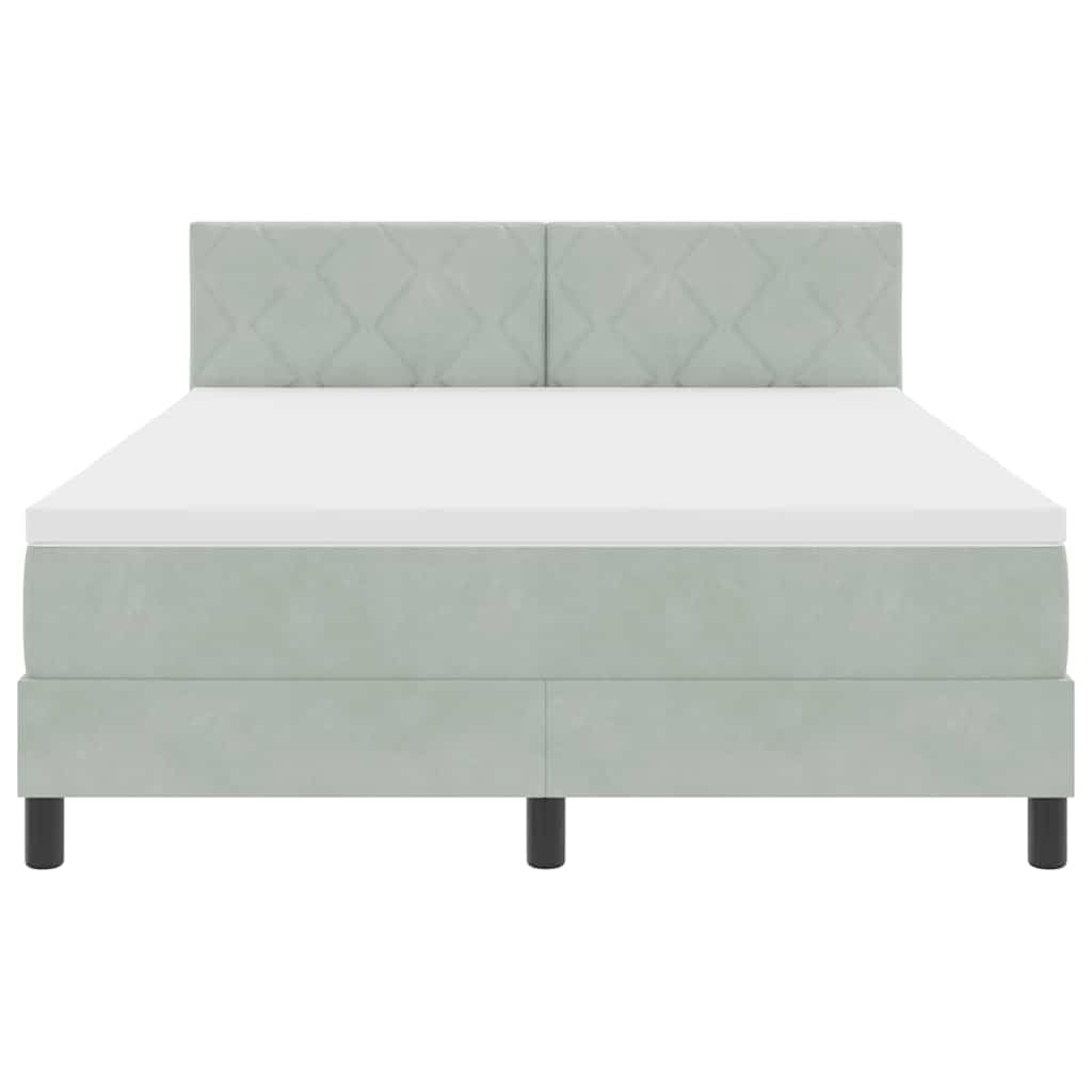 LED Box Spring Bed med hovedgærde Lysegrå 160 x 200 cm Fløjl