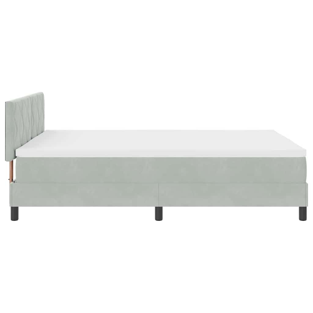 LED Box Spring Bed med hovedgærde Lysegrå 160 x 200 cm Fløjl