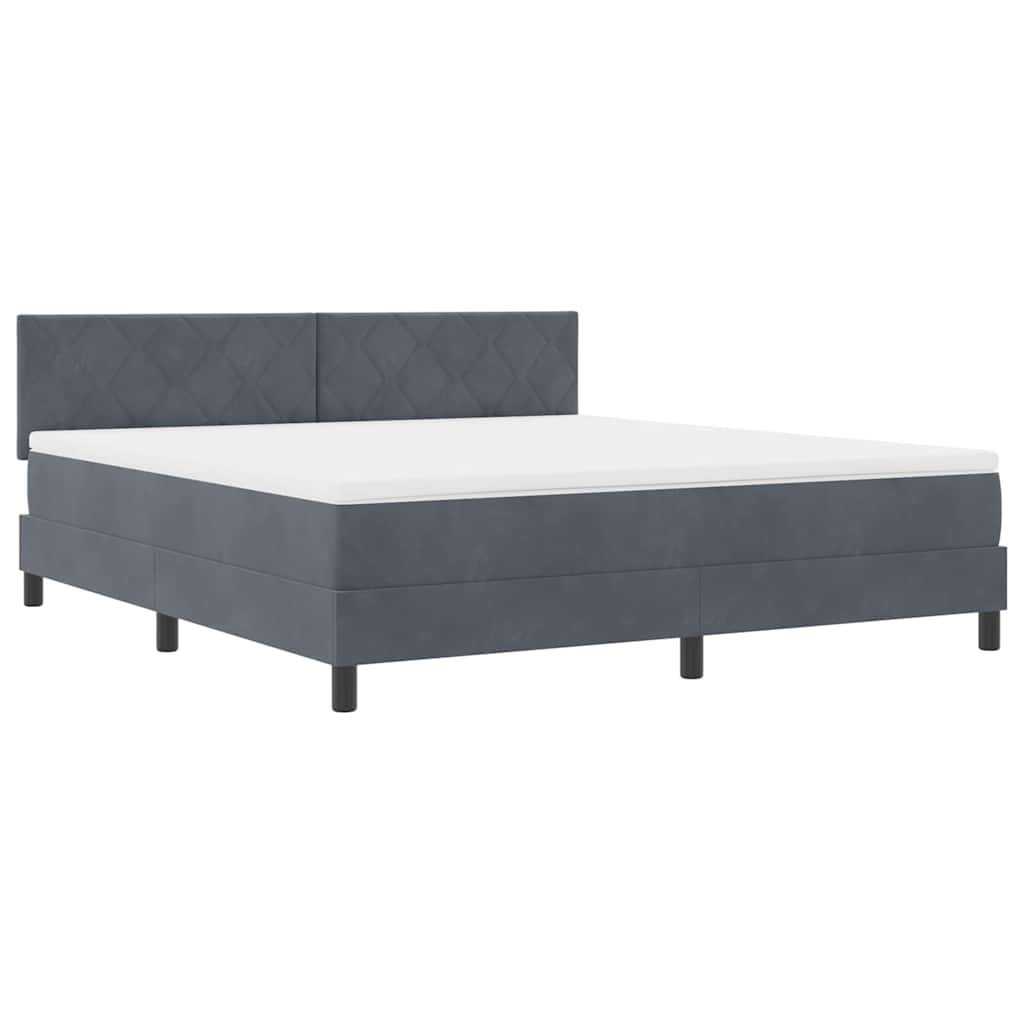 LED Box Spring Bed med hovedgærde Mørkegrå 180 x 200 cm Fløjl