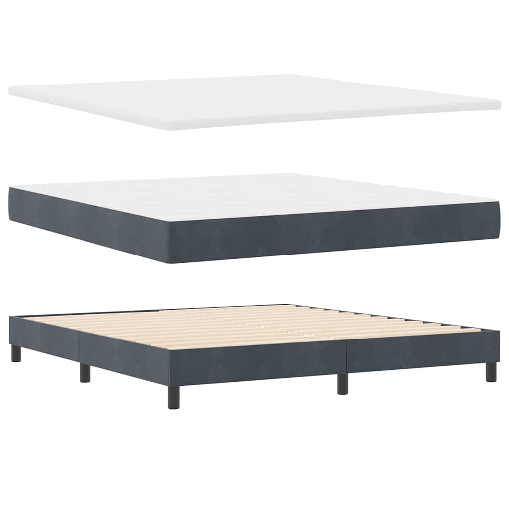 LED Box Spring Bed med hovedgærde Mørkegrå 180 x 200 cm Fløjl