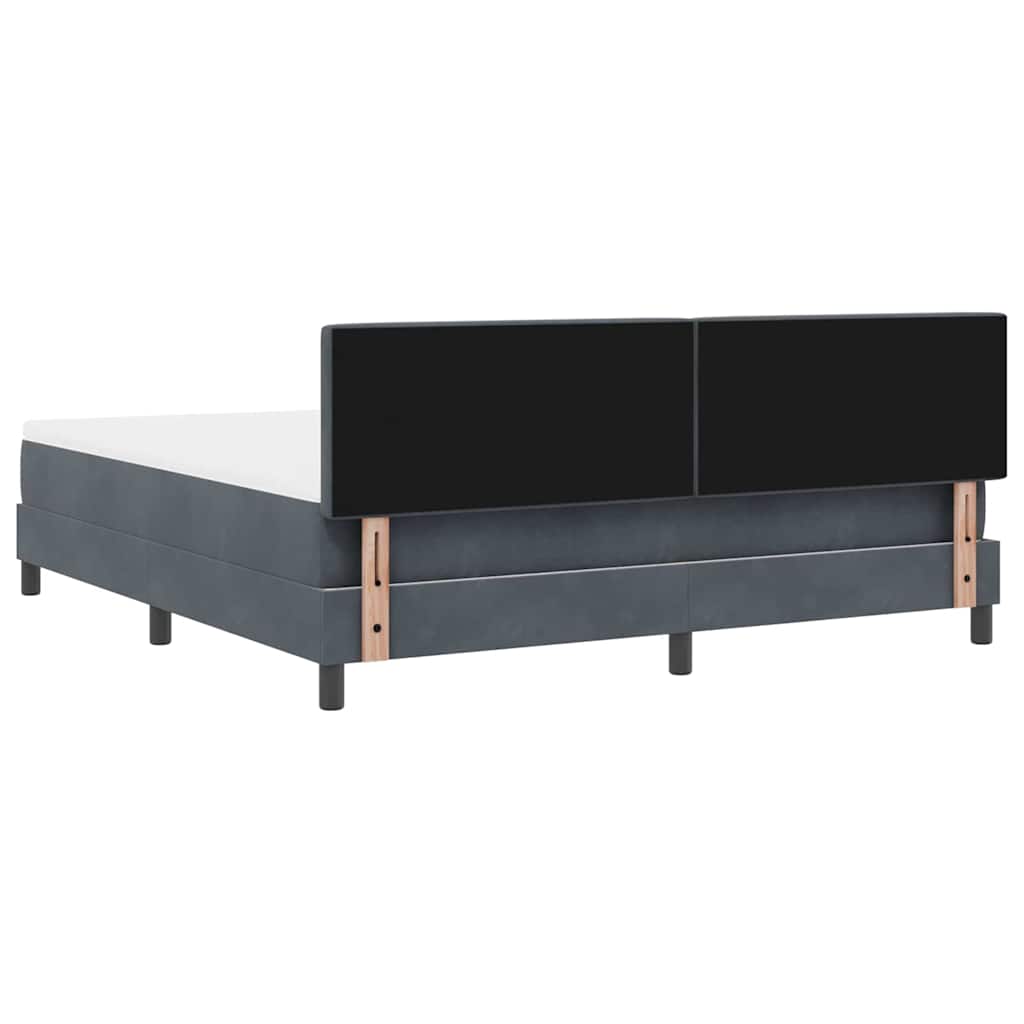 LED Box Spring Bed med hovedgærde Mørkegrå 180 x 200 cm Fløjl