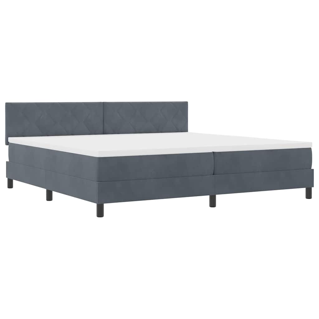 LED Box Spring Bed med hovedgærde Mørkegrå 200 x 200 cm Fløjl