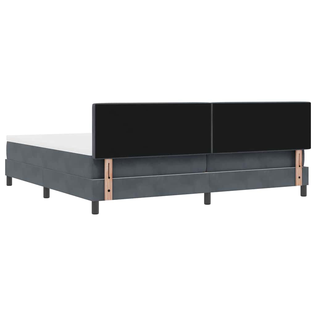 LED Box Spring Bed med hovedgærde Mørkegrå 200 x 200 cm Fløjl
