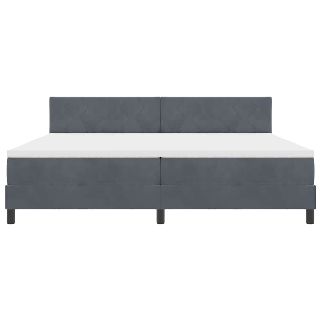 LED Box Spring Bed med hovedgærde Mørkegrå 200 x 200 cm Fløjl