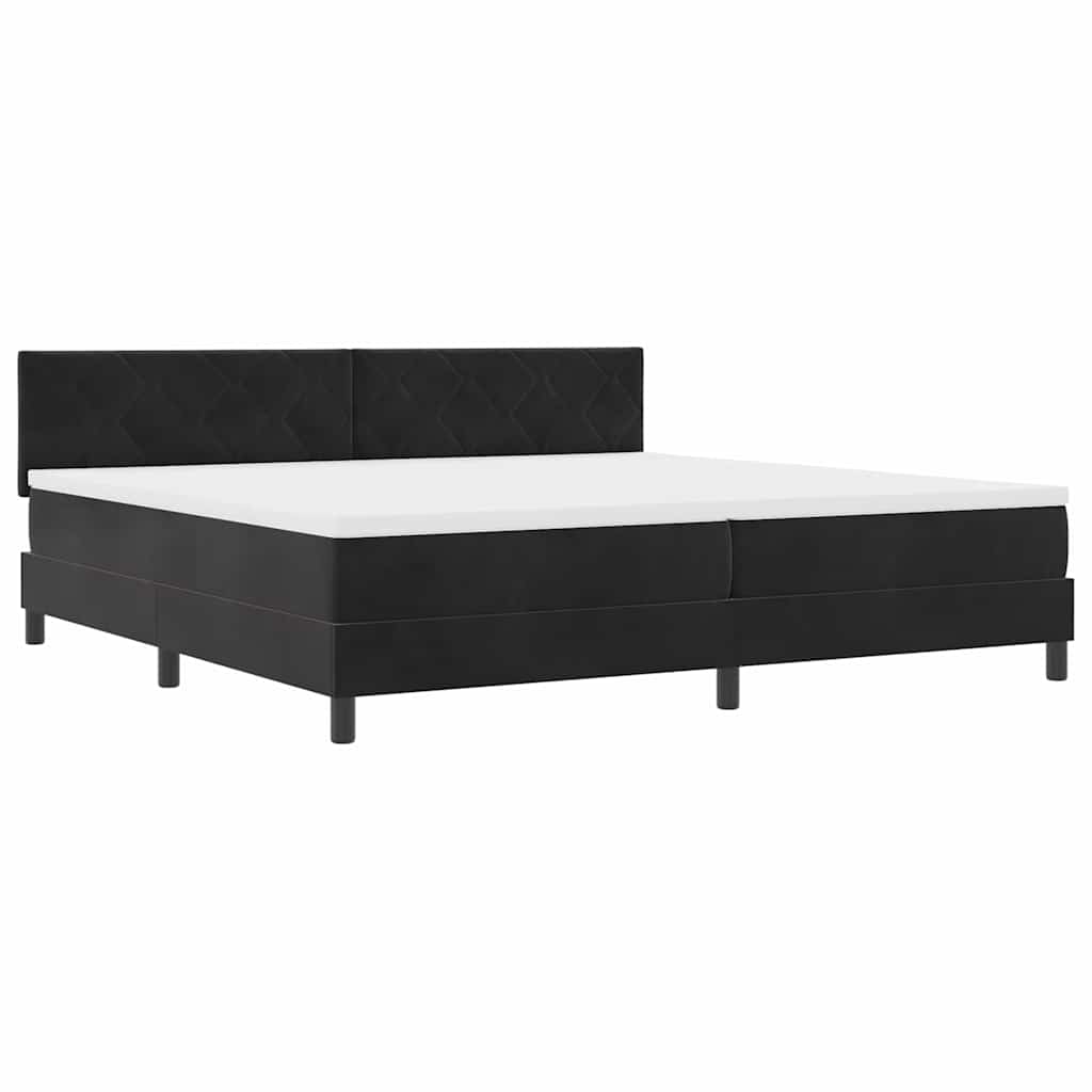 LED Box Spring Bed med hovedgærde Sort 200 x 200 cm Fløjl