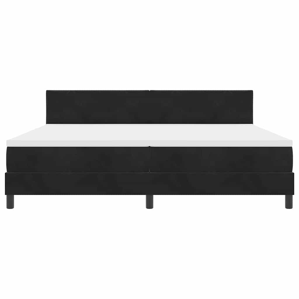 LED Box Spring Bed med hovedgærde Sort 200 x 200 cm Fløjl
