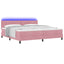 LED Box Spring Bed med hovedgærde Lyserød 200 x 200 cm Fløjl
