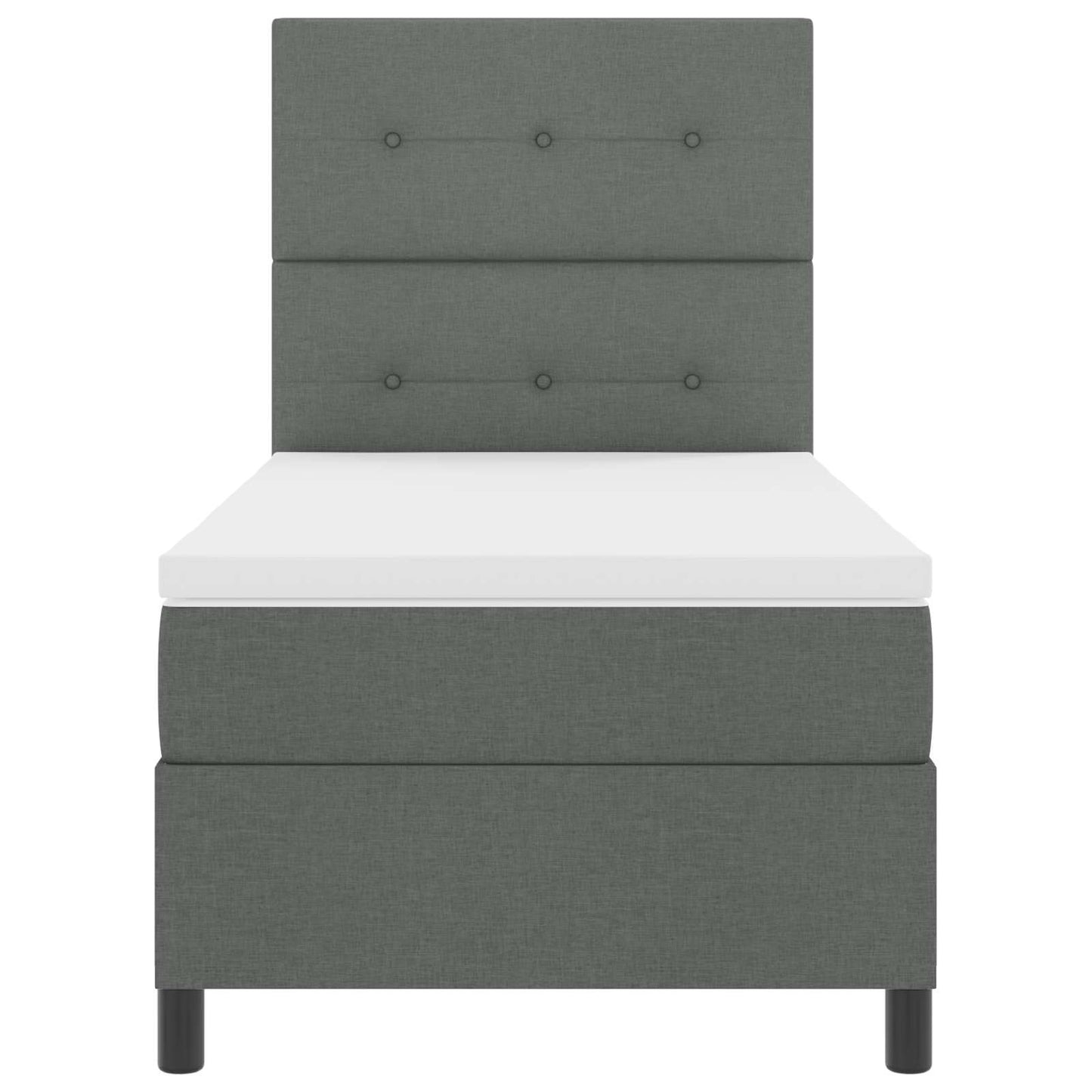 Box spring seng med LED-lysstrimler Mørkegrå 90 x 190 cm Stof
