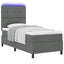 Box spring seng med LED-lysstrimler Mørkegrå 90 x 190 cm Stof