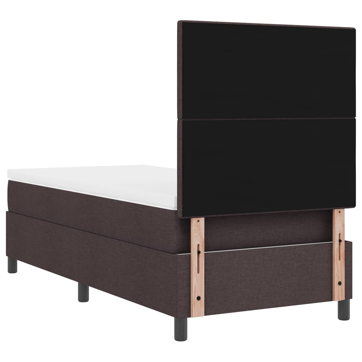 Box spring seng med LED-lysstrimler Mørkebrun 90 x 190 cm Stof