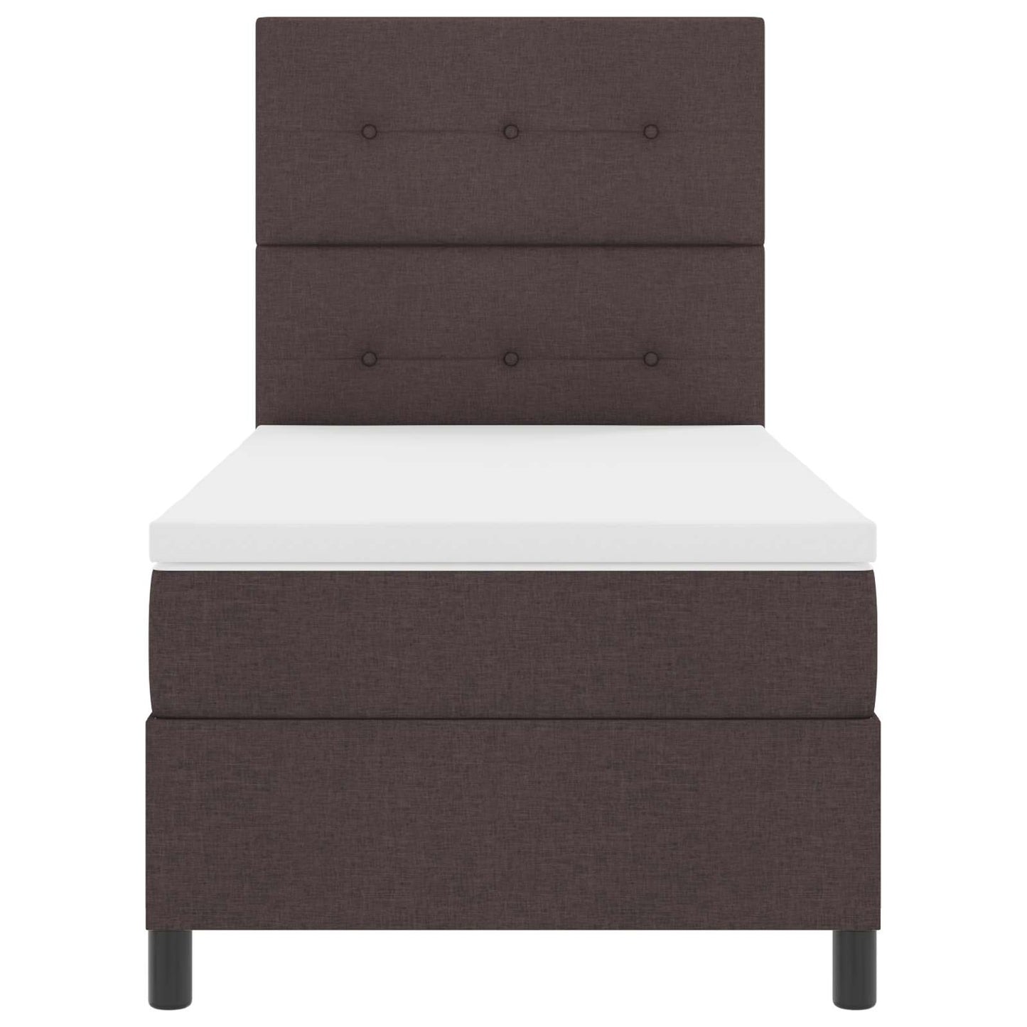 Box spring seng med LED-lysstrimler Mørkebrun 90 x 190 cm Stof