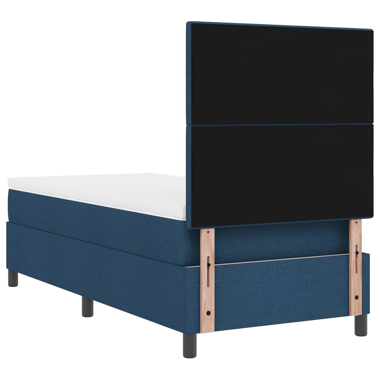 Box spring seng med LED-lysstrimler Blå 90 x 190 cm Stof