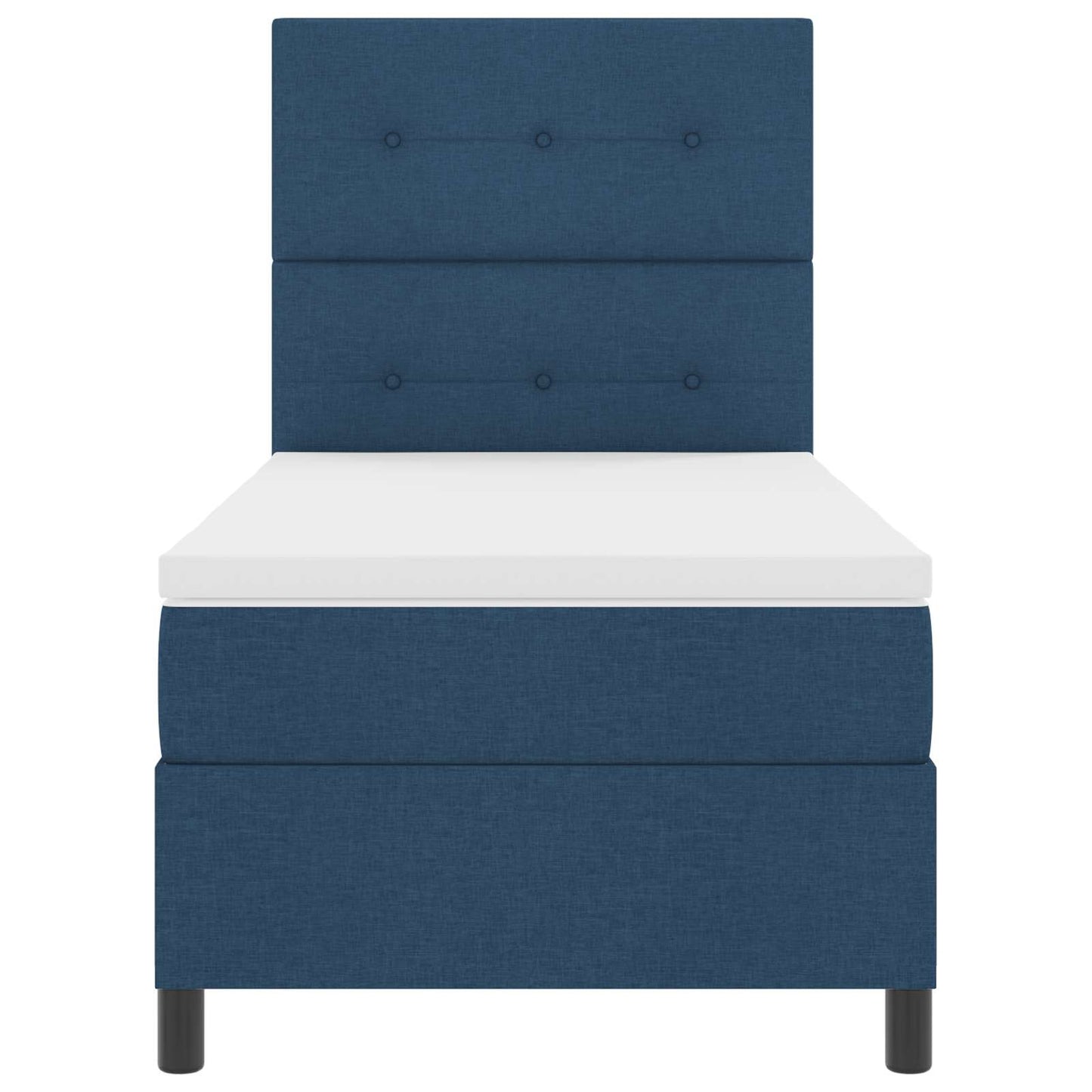 Box spring seng med LED-lysstrimler Blå 90 x 190 cm Stof