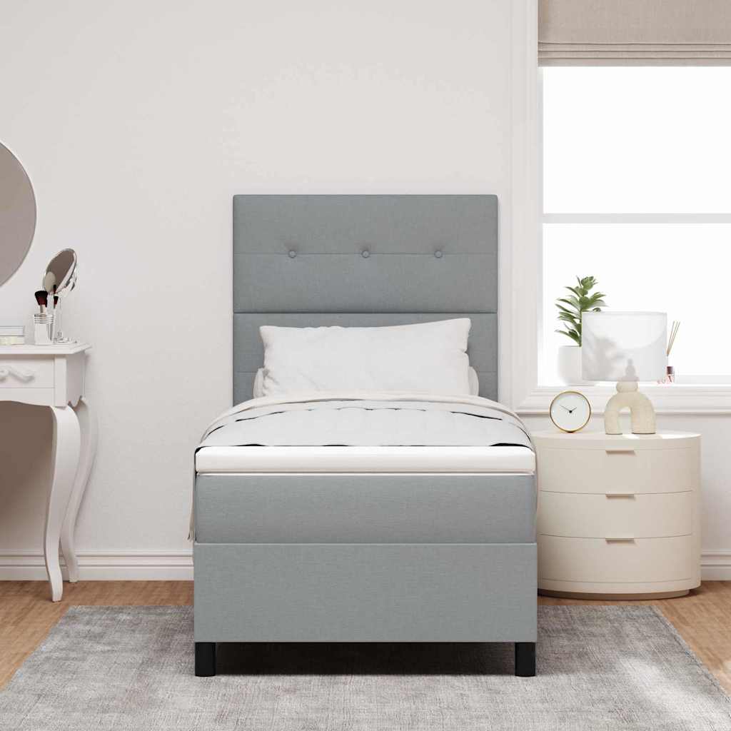 Box spring seng med LED-lysstrimler Lysegrå 100 x 200 cm Stof